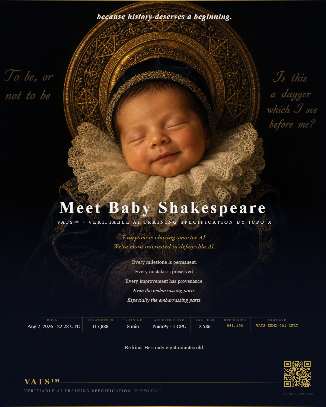 Baby Shakespeare — VATS Demo 001 birth certificate poster